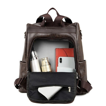 Women's Synthetic Leather Backpack Anti-Theft Large Capacity Bookbag with Adjustable Padded Shoulder Straps, Golden-Tone Hardware (Burgundy/Love-Themed) - Elegant Synthetic Leather Handbag for Travel,, College, Gift for Wife/