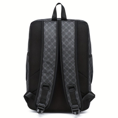 LUMG Men's Large Capacity 15.6-Inch Laptop Backpack with Multiple Compartments, Gray Geometric Design, Business & Travel Backpack for Work, School, or Father's Day Gift, Computer Backpack, Textured Finish