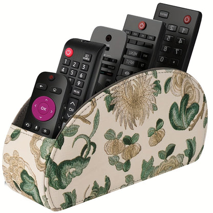 Remote Control Holder with 5 Compartments - Black Faux Leather Remote Caddy for TV, DVD, Blu-Ray, Media Player, And Heater Control, Independent Storage, Desk & Drawer Organizer for Home Storag, Desk & Drawer Organizer for Hom