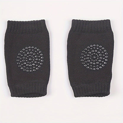 A Pair Four Seasons Fur Ring Baby Leg Protector, Elbow Toddler Crawling Baby Smiley Face Knee Brace Non-slip Socks, Adjustable Elastic Neutral, For Crawling 0-36 Months Of The Baby Girls Boys
