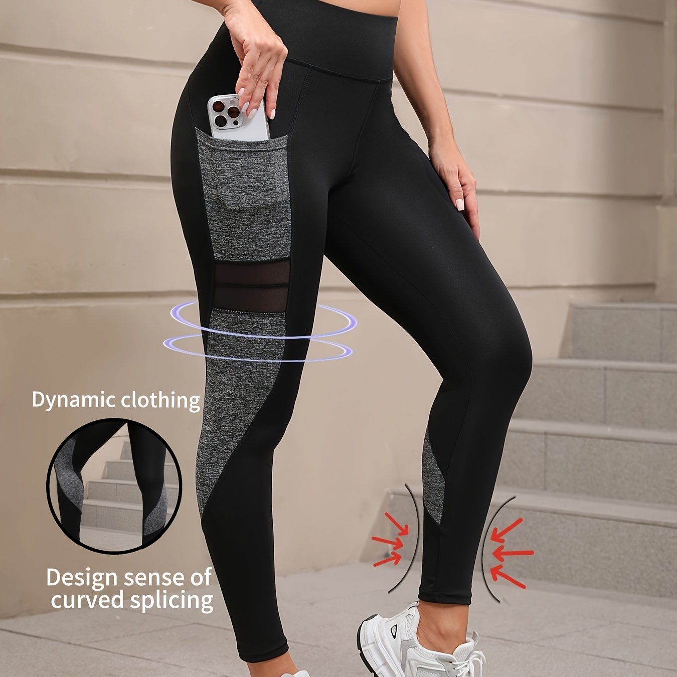 Women's Sports Yoga Pants with Mesh Panel, Tummy Control and Butt Lift Features, Suitable for Indoor Training, Hiking, and Outdoor Activities Quick-Dry Leggings