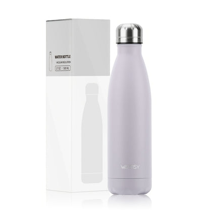 1pc WATERSY 17Oz/500Ml Outdoor Water Bottle 304 Stainless Steel Insulation for Heat Preservation And Cold Preservation with White Card And Silver Hot Stamping Box 2 Sealing Rings