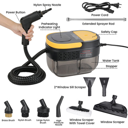 Portable Household Steamer Cleaning Machine, High Temperature Pressure Handheld Kitchen Carpet Steam Cleaner, for Homes, Offices and Vehicles