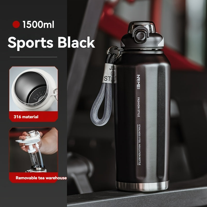 NIRMEI 316 Stainless Steel Insulated Sports Water Bottle with Straw - Leak-Proof, Dual-Use for Hot & Cold Beverages, Car Cup Holder Design, Matte Finish, Portable & Durable for Outdoor Activities, Festive Gift for Valentine'S