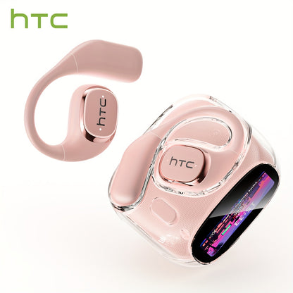 HTC NE11 Wireless Smart Earbuds with LCD Screen, AI Translation (Real-Time 134 Languages), Wireless 6.0 Low Latency, 27.5° Tilt Design, 8H & 30H Case, -C, Compatible with/ Smartphones - Compatible with Assistant & Siri, Idea