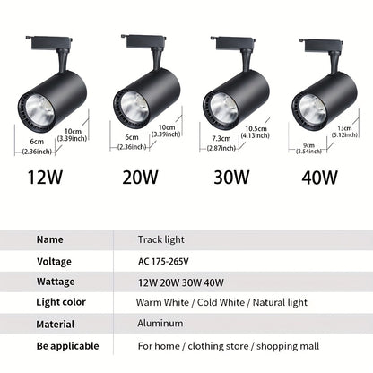 4pcs Track Light AC175-265V Set LED Track Lighting Rail Lamp LED Spot 12W 20W 30W 40W Store Home Lights