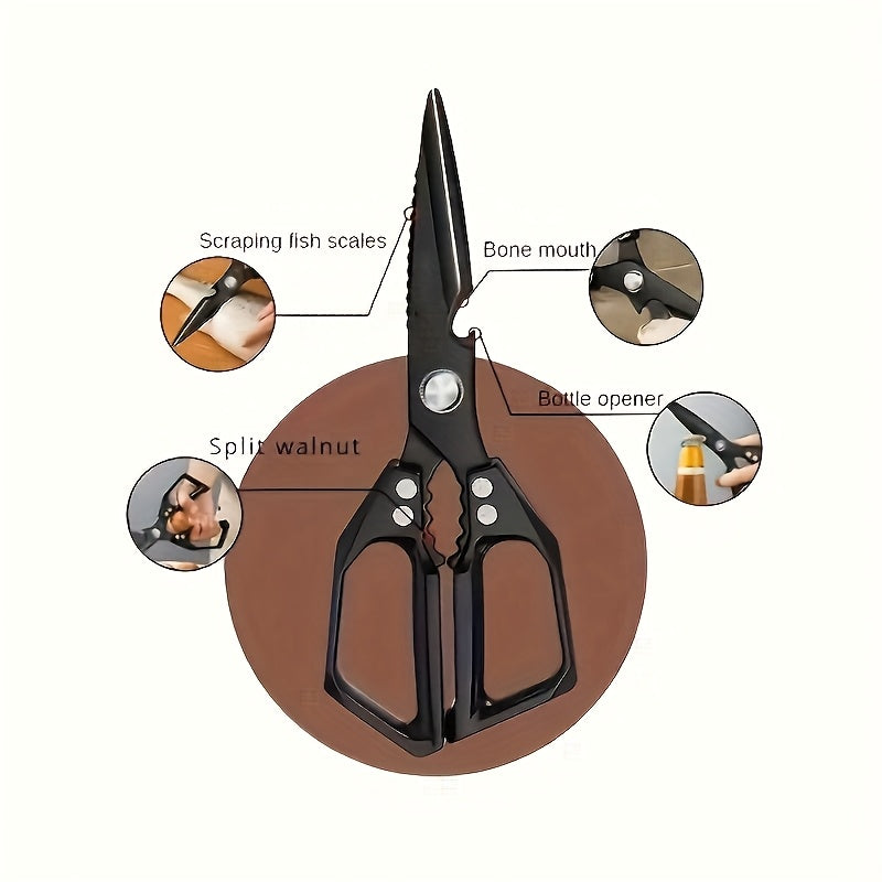 1/2 Stainless Steel Kitchen Shears, Chicken Bone Clippers, Ultra Sharp Heavy-Duty Corrosion-Resistant Poultry Scissors with Multi-Purpose Meat Cutting Blade for Easy, Chicken Meat And Bone Cutting - Rustproof Coating