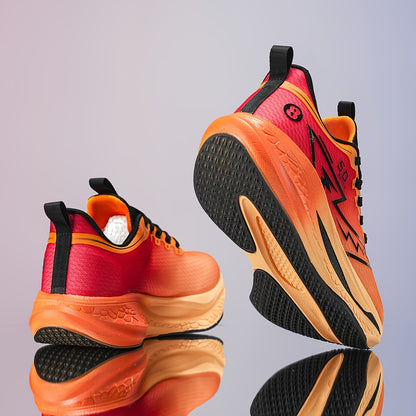 Unisex Gradient Color Breathable Running Shoes - Lightweight Cushioned EVA/TPR Sole, Geometric & Letter Print Design for Road Running, Gym, Casual Wear - All-Season Comfort Low-Top Sneakers, Gym Shoes, Athletic Footwear, Styl