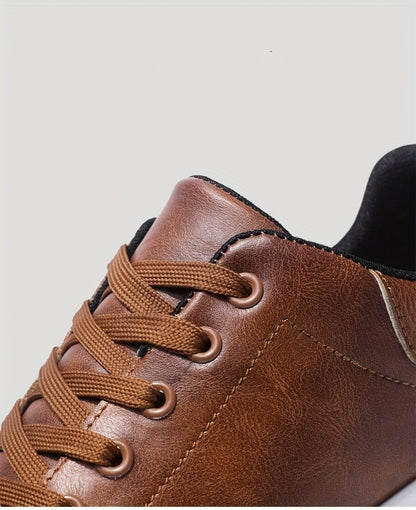Men's Stylish Brown Sneakers - Casual & Sporty Lace-Up Shoes with Durable PVC Sole, Comfortable Fabric Lining for Casual Attire, Fitness Training, and Gym - Low-Top Design, Gym Footwear | Casual Fitness Shoes | Upper