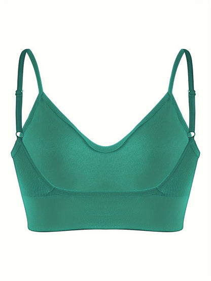 Solid Ribbed Sports Bra, Comfy & Breathable Workout Fitness Intimates Bra, Women's Lingerie & Underwear