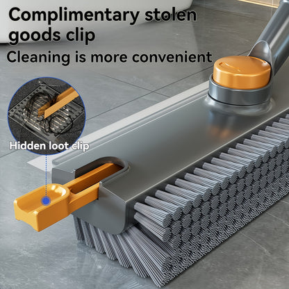 Heavy-Duty Floor Scrub Brush with Long Handle - Stainless Steel & Plastic Construction, Rotating Head for Efficient Cleaning of Floors, Carpets, Walls, Patios, Bathrooms - Durable Multi-Surface Brush for Hardwood, Tile, Linol