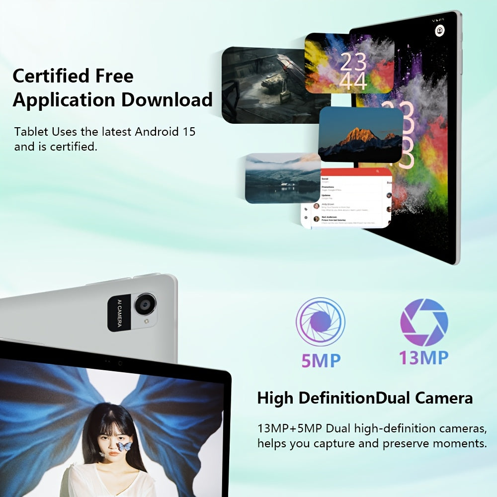 Tablet PC 2 em 1 CRELANDER W30 com Android 15, 12 GB de RAM (expansível para 4+8 GB) + 128 GB de ROM, com capa, teclado, rato e caneta opcionais, Wi-Fi 2.4G/5G, GMS, GPS, Google, iPad, Tablet PC, Tablet, Pad