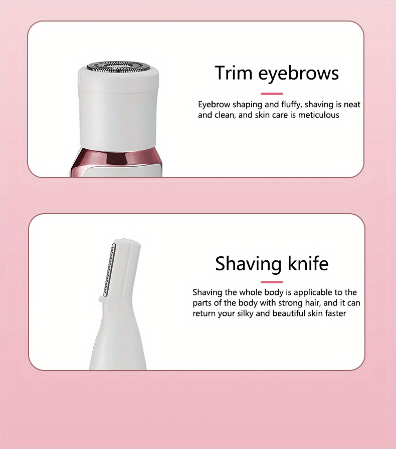 4 In 1 Women's Electric Hair Remover/Women's Multi-Function Electric Hair Remover Set/Women's Bikini Trimmer/USB Rechargeable/Hair Remover for Pubic Hair, Eyebrows, Nose, Face, Legs, / Portable, Gentle, Women's Gift, Mother's