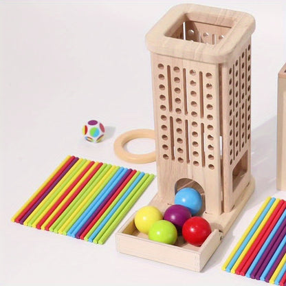 Wooden 3-in-1 Pulling Stick, Enhances Children's Fine Motor Skills and Patience Training, Cognitive Development Educational Interactive Board Game Toy, Patience Building Game, Playful Design, Durable Construction