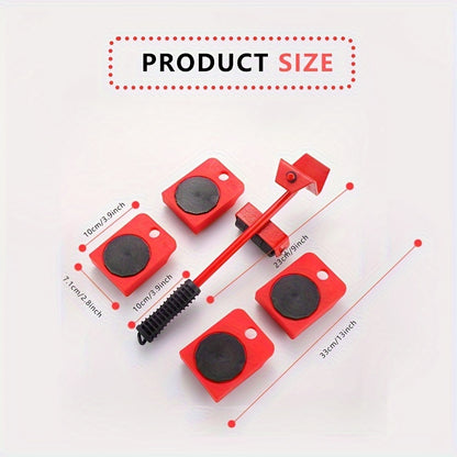 5pcs Furniture Slides Kit, Furniture MoveRoller Tools, 360 Degree Rotatable Pads, Easily Redesign And Rearrange Living Space Sofa Easy, Plastic And Carbon Steel For Hardwood Floors Carpet With 4 Wheels, Bearing Weight 150Kg,