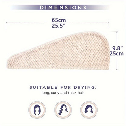 Microfiber Hair Towel Wrap 1 PCS - Soft and Fluffy Waffle Weave, Fast Drying Hair Cap with Button, Knit Fabric, Suitable for Bathroom - Contemporary Polyester Space-Themed Towel for Women, Highly Absorbent