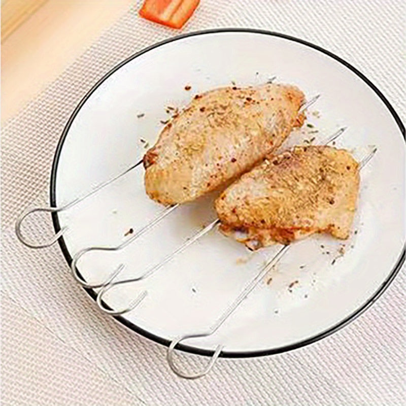 1pc, Air Fryer Rack With 4 Skewers, 19.0cm X 19.0cm X 6.99cm, Nonstick Stainless Steel Dehydrator Rack, Square Air Fryer Baking Rack, Baking Tools, Kitchen Gadgets, Kitchen Accessories