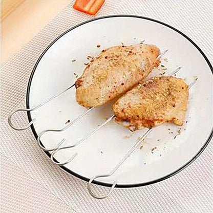 1pc, Air Fryer Rack With 4 Skewers, 19.0cm X 19.0cm X 6.99cm, Nonstick Stainless Steel Dehydrator Rack, Square Air Fryer Baking Rack, Baking Tools, Kitchen Gadgets, Kitchen Accessories