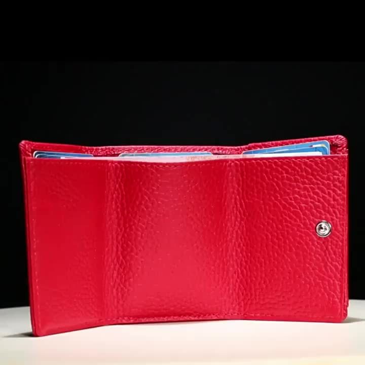 Women's Mini Wallet, Faux Leather Snap Button Coin Purse, Solid Coin Pockets, For Everyday