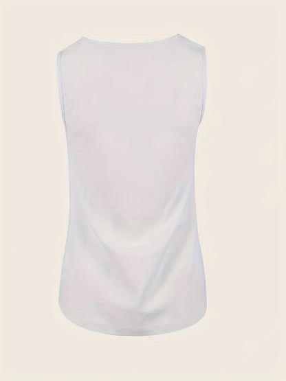Solid Matching Two-piece Set, Casual Sleeveless Tank Top & Loose Pants Outfits, Women's Clothing