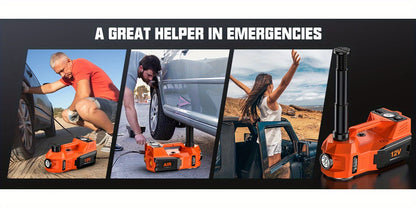 12V 5T Heavy-Duty Hydraulic Jack (15.5-45cm Lift) with Air Compressor & LED Light | Cordless Auto Lifting System for Car, SUV, Truck Tyre Change, Garage Repair
