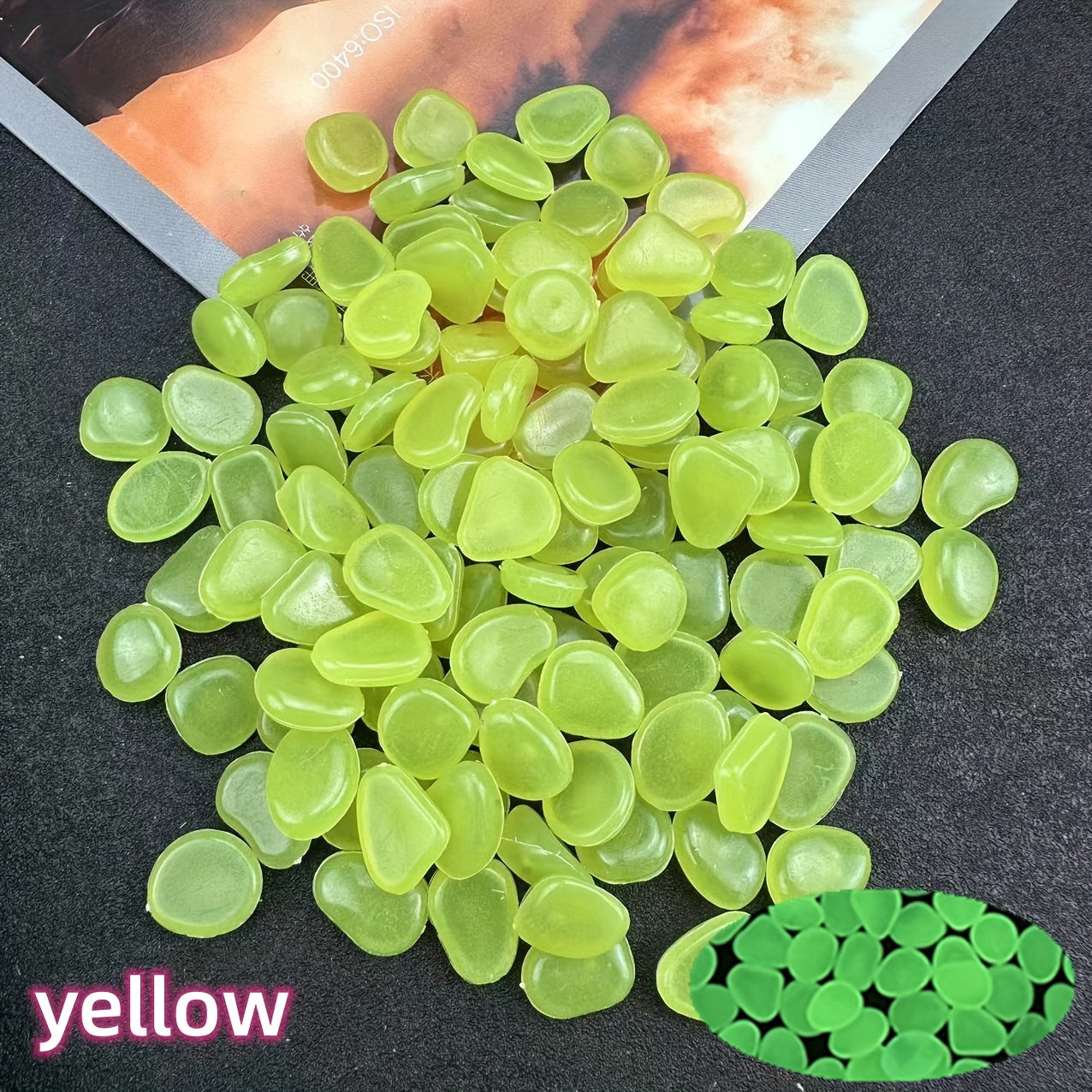100pcs/500pcs Outdoor Luminous Miniature Pebbles, Garden Potted Mini Garden Accessories, Garden Decoration, Garden Supplies, Wedding Party Decoration, Festival Supplies, Garden Aquarium Dark Glow-in-the Dark Luminous Stone! (