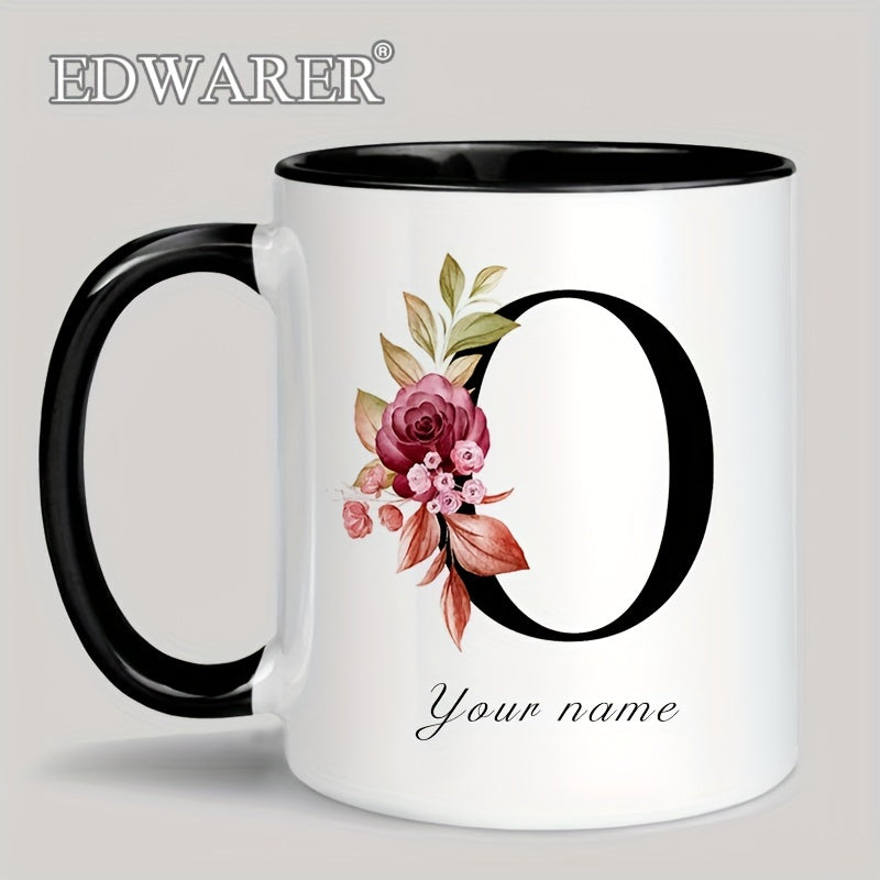 1pc A-Z Letter Custom Personalized Coffee Mug, Water Cup, Photo Text Ceramic Mug 11oz, Graduation Appreciation Thank You Holiday Birthday Gifts, Valentine's Day, Christmas, Birthday, Anniversary Mug Gift, Drinkware For Restau