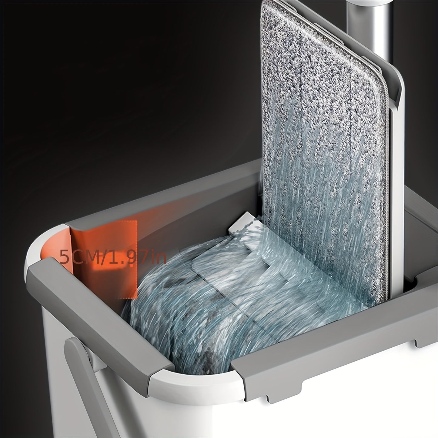 Wet and Dry Mop Set, Flat Mop with Built-in Scraper and Bucket, Suitable for Kitchen, Bathroom, Bedroom, and Living Room Floors, Plastic and Stainless Steel Handle, Rotating Washable Mop System, Cleaning Tool