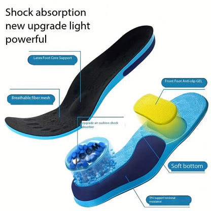 Double Silicone Sports Insoles with Air Cushion, Shock-Absorbent, Breathable, Sweat-Absorbing Unisex Inserts