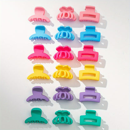 18PCS Rubber Frosted Black Square Hair Claw Mini Small Hair Clip Simple Hair Accessory Female