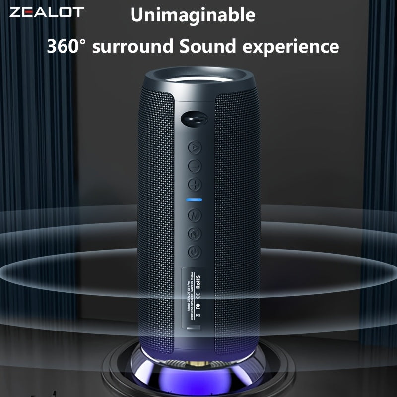 ZEALOT S51 Pro Wireless Speakers, Outdoor Portable Subwoofer Speaker, Wireless Speaker, Dual Pairing, 24 Hours Playtime Loud Stereo, Booming Bass, Charging Cable And Aux Cable, Connect with Mobile Phone/Tablet/TV, for Home, C