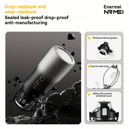 Garrafa térmica em aço inoxidável, mantém a temperatura quente ou fria durante 24 horas, com palhinha e pega/correia, caneca térmica de viagem com parede dupla, livre de BPA.