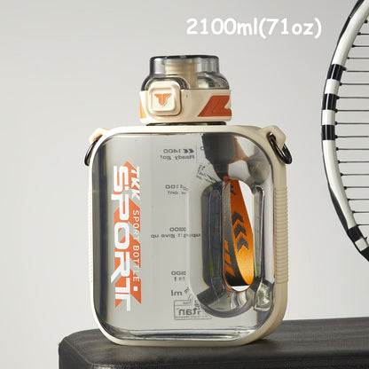 1pc TKK Leakproof Sports Water Bottle Jug with Handle & Straw - Wide Mouth, BPA-Free, for Gym, Travel, Camping, Yoga - Available in 1000ml/1600ml/2100ml (33.81oz/54.1oz/71.01oz) - Ideal Gift for Athletes, Hikers, Outdoor Enth