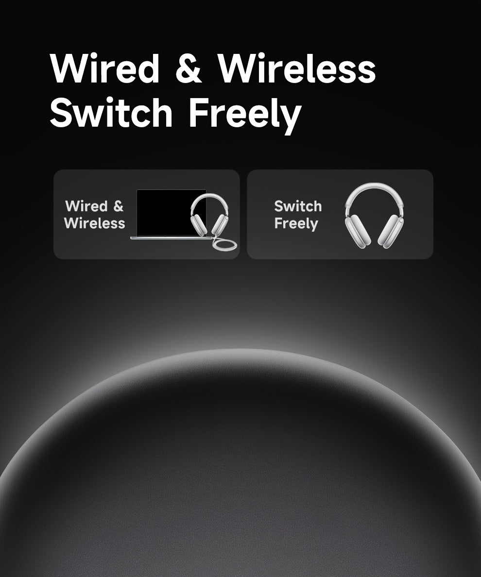PICUN Wireless Headphones with Dynamic Head Tracking, -52dB ANC Noise Cancellation, 140Hrs Battery Life, Wireless 5.4, Wired/Wireless Switch, Double Connection & Multi-Mode Audio, Closed-back Design, Plastic Material, Compati