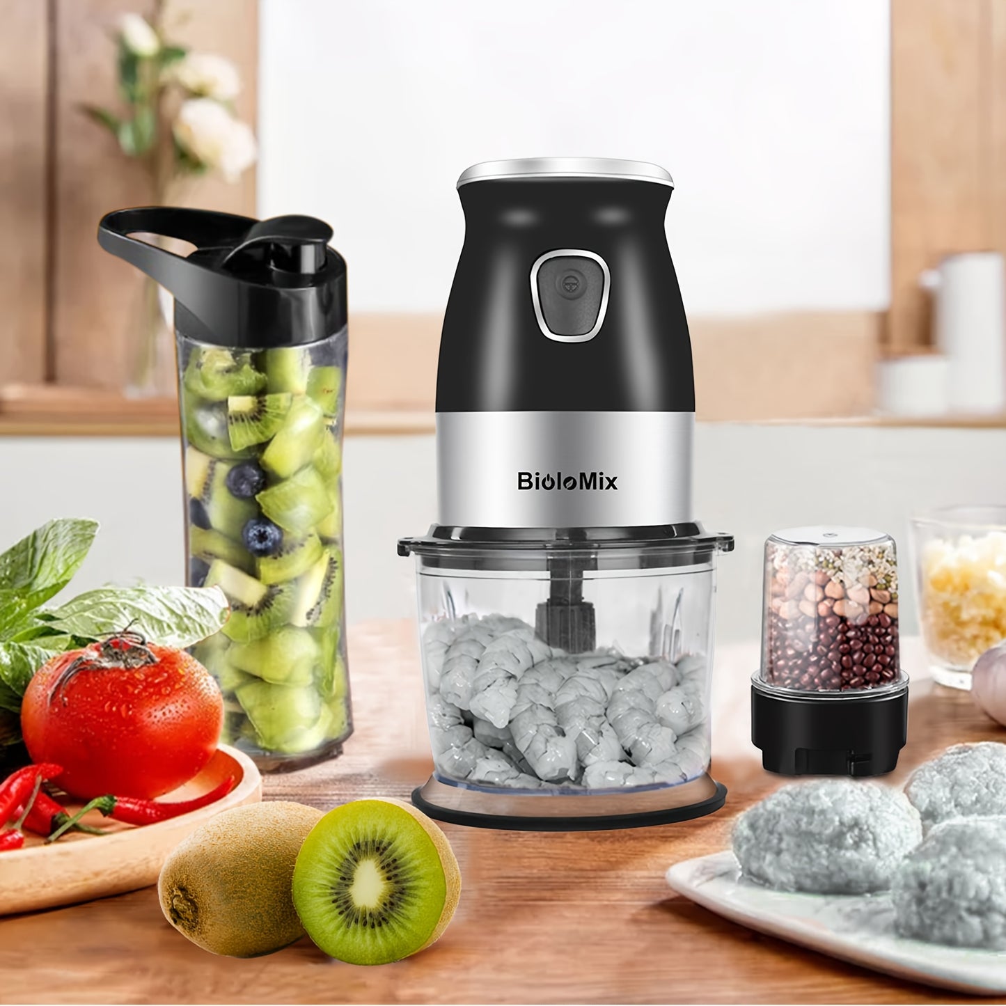 500W Portable Personal Blender Mixer Food Processor with Chopper Bowl 600ml Juicer Bottle Meat Grinder Youngsters Food Maker