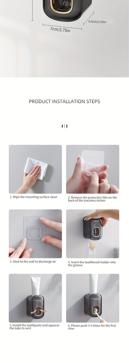 Dispensador de pasta de dentes automático e elegante para montagem na parede - Não necessita de eletricidade.