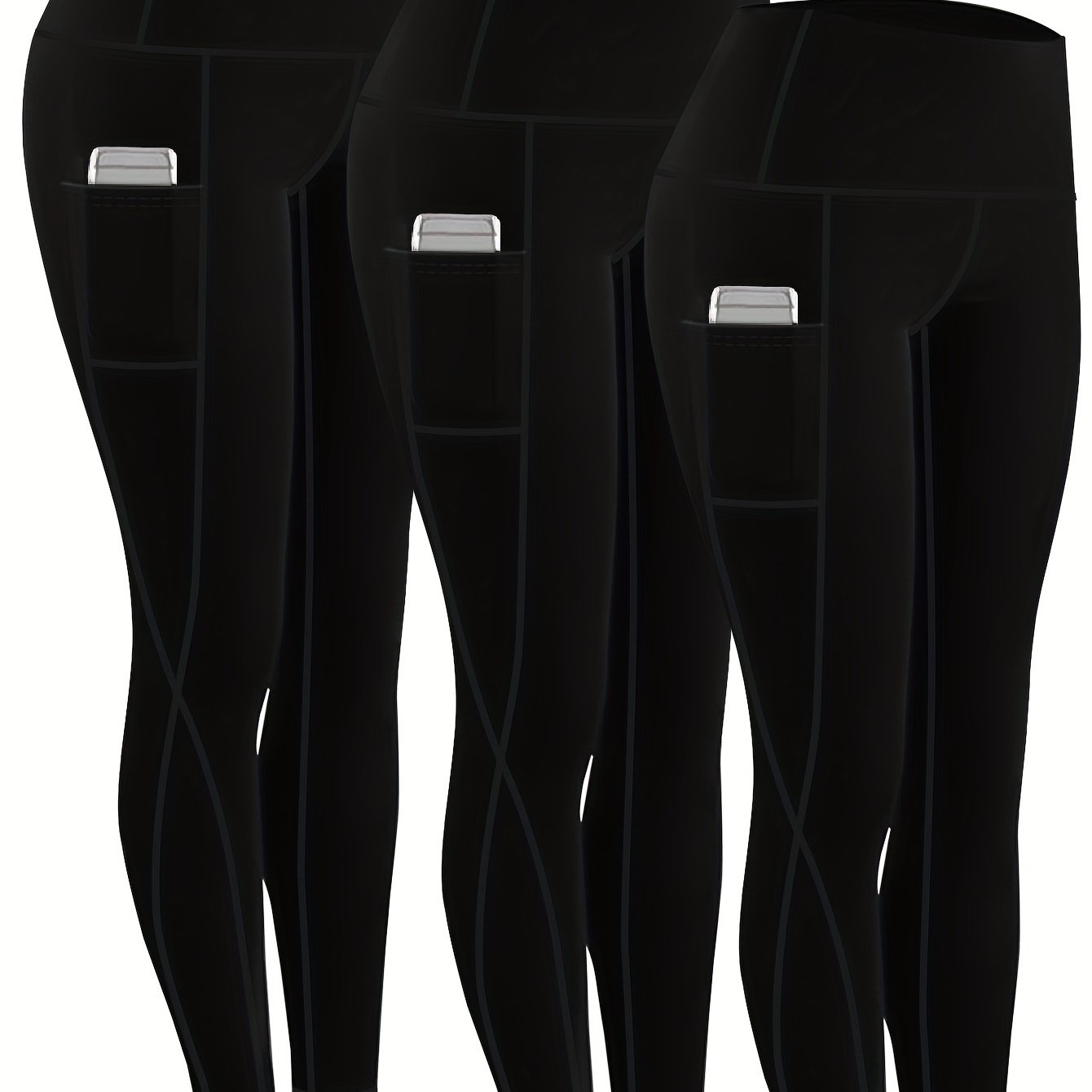 230g Women's Leggings Set of 3 High Waist Breathable with Pockets Compression Tights Multi-Color Suitable for All Seasons Daily Sports Fitness Yoga Shapewear