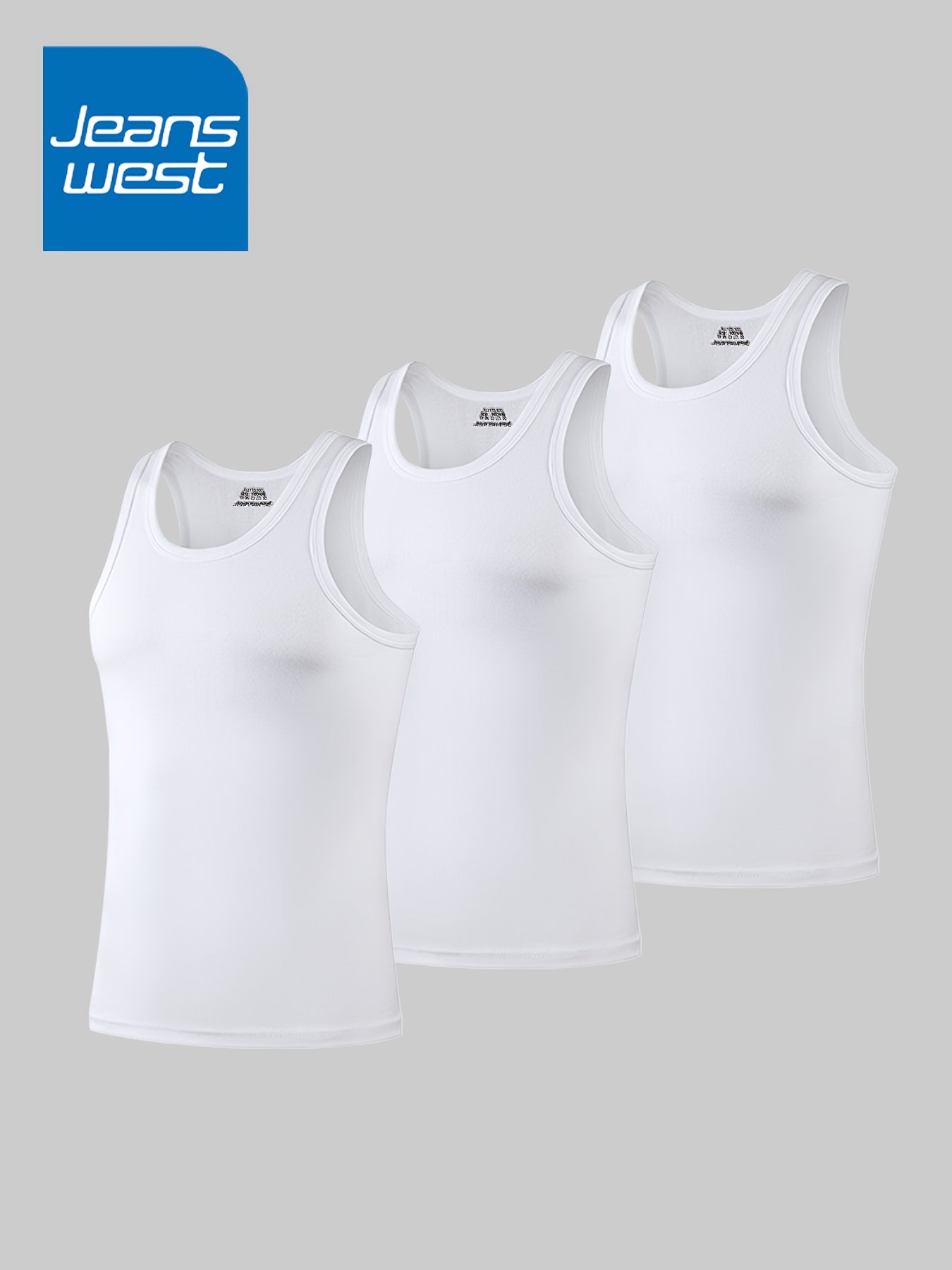 JEANSWEST Men's Vest 3-Pack, Pure Cotton Fashion Simple Solid Color Slim-Fit Tank Top