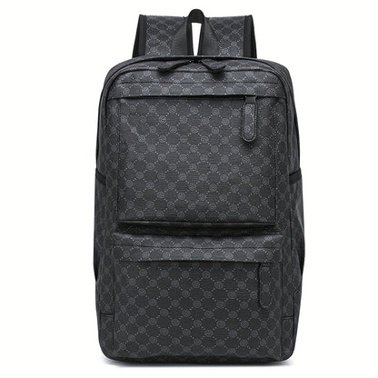 LUMG Men's Large Capacity 15.6-Inch Laptop Backpack with Multiple Compartments, Gray Geometric Design, Business & Travel Backpack for Work, School, or Father's Day Gift, Computer Backpack, Textured Finish