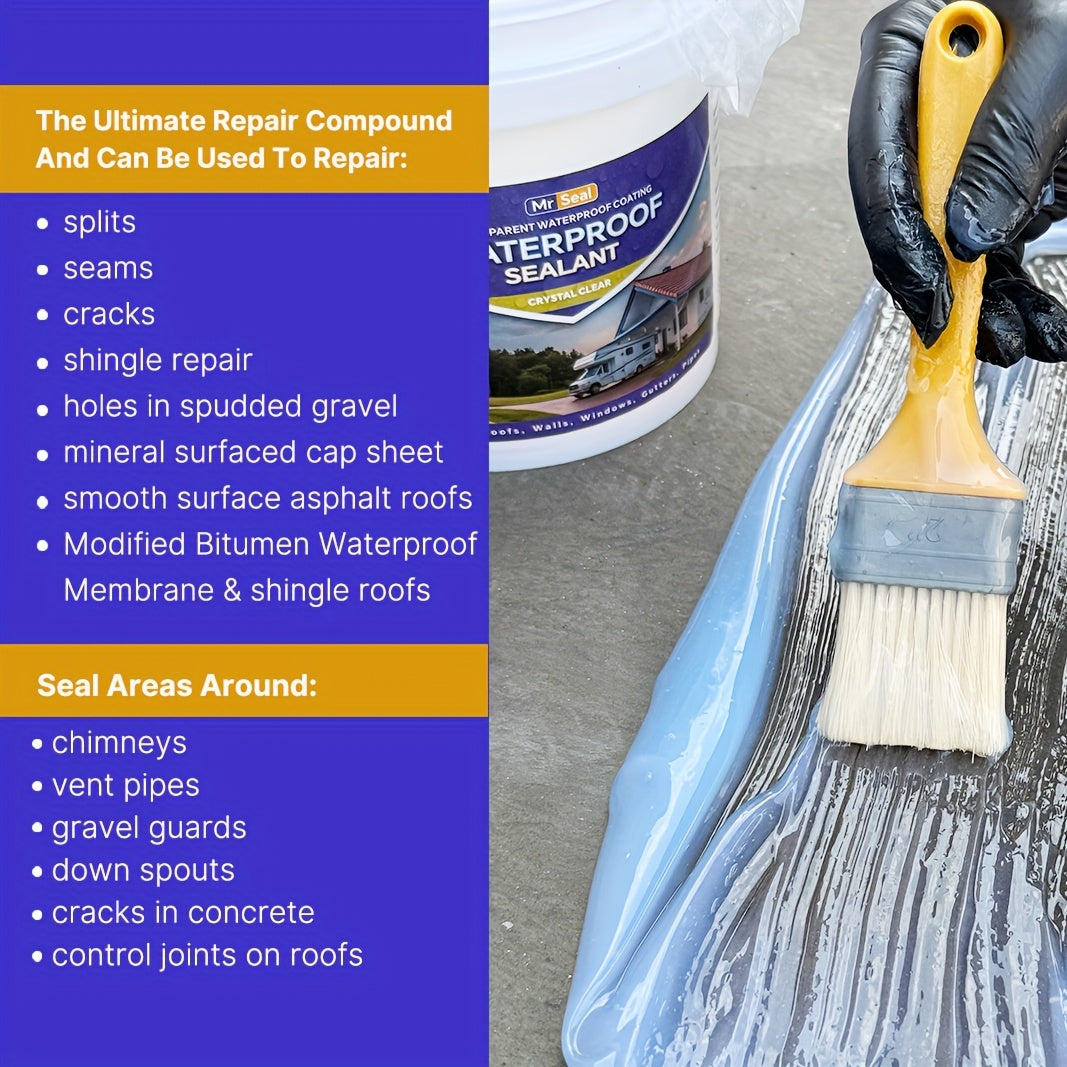 2kg RV Transparent Waterproof Sealant - Covers Up to 160 SqFt @ 1/12" Thickness, Ideal for RV Roof, Windows, Gutters & More, Durable & Flexible Sealant for Home Improvement, Roof Sealant, Versatile Sealant, Highquality Sealan