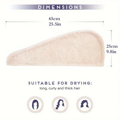 Microfiber Hair Towel Wrap 1 PCS - Soft and Fluffy Waffle Weave, Fast Drying Hair Cap with Button, Knit Fabric, Suitable for Bathroom - Contemporary Polyester Space-Themed Towel for Women, Highly Absorbent