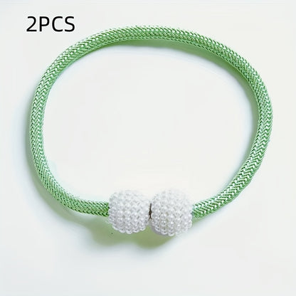 2pcs Large Modern Magnetic Curtain Tiebacks - Elegant Pearl Design, Easy-to-Use, Stylish Window Treatment Holdbacks for Home Decor, Curtains for Living Room