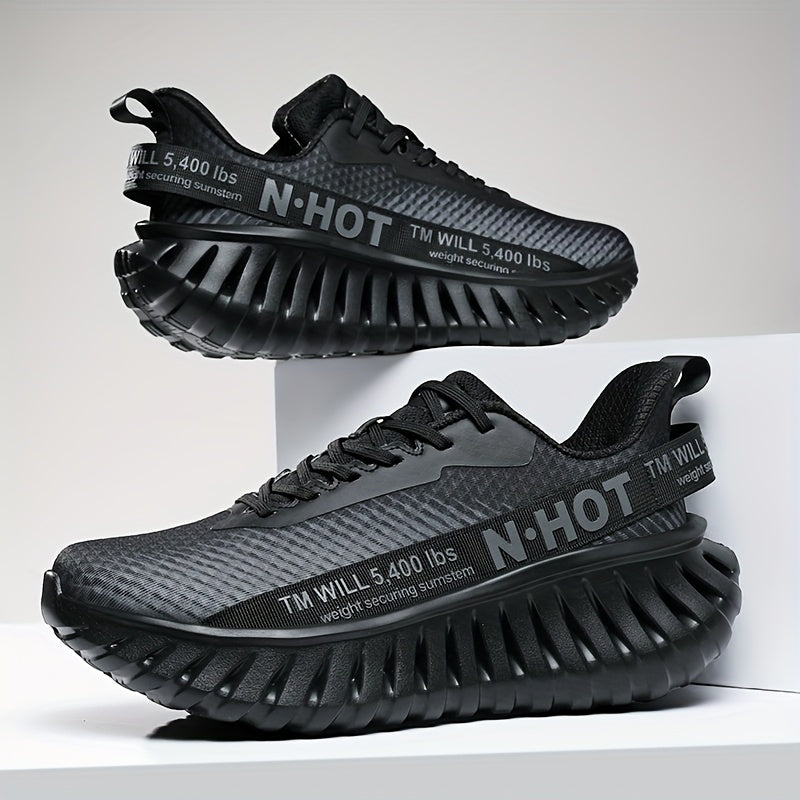 Men'S Lightweight Running Shoes - Non-Slip Grip, Breathable Athletic Sneakers with Cushioned MD Sole - All-Season Gym, Jogging, Hiking, Training Shoes - Low-Top Design for Road, Trail, Casual Attire - Lace-Up Closure (Black)