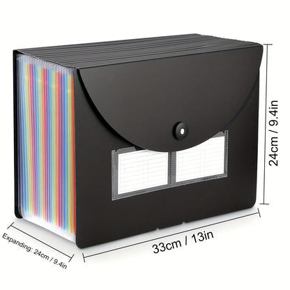 1pc 25 Pockets File Folder Organizer, Expandable Plastic Filing Box, Paper/Document/Receipt Organizer Folders (A4/Letter Size) Art Supplies Folder Multi-Purpose Standing Folder for Office School Home