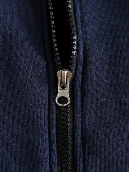 Boys' Autumn/Winter New Three-Piece Set with Mickey Mouse Classic Cartoon Print Long-Sleeve Round Neck Hoodie and Zip-Up Sleeveless Top, Matching Printed Sweatpants - Fleece-Lined Thickened Warm Comfortable Outfit for Parties