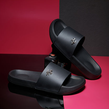 Men's Fashion Slides, Casual Non Slip Slippers, Open Toe Shoes For Indoor Outdoor Beach Shower, Spring And Summer