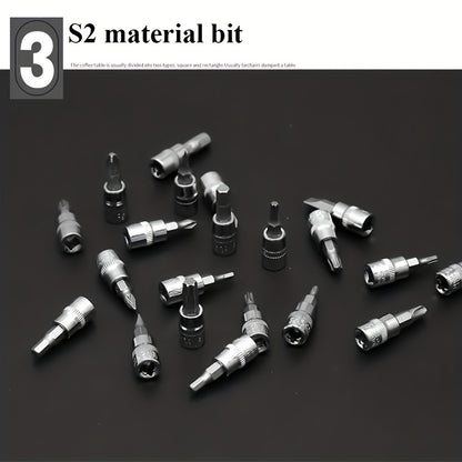 46pcs 2.54/10.16 Cm Drive Socket Ratchet Wrench Set, With Bit Socket Set, Metric And Extension Bar For Auto Repairing And Household, With Storage Case