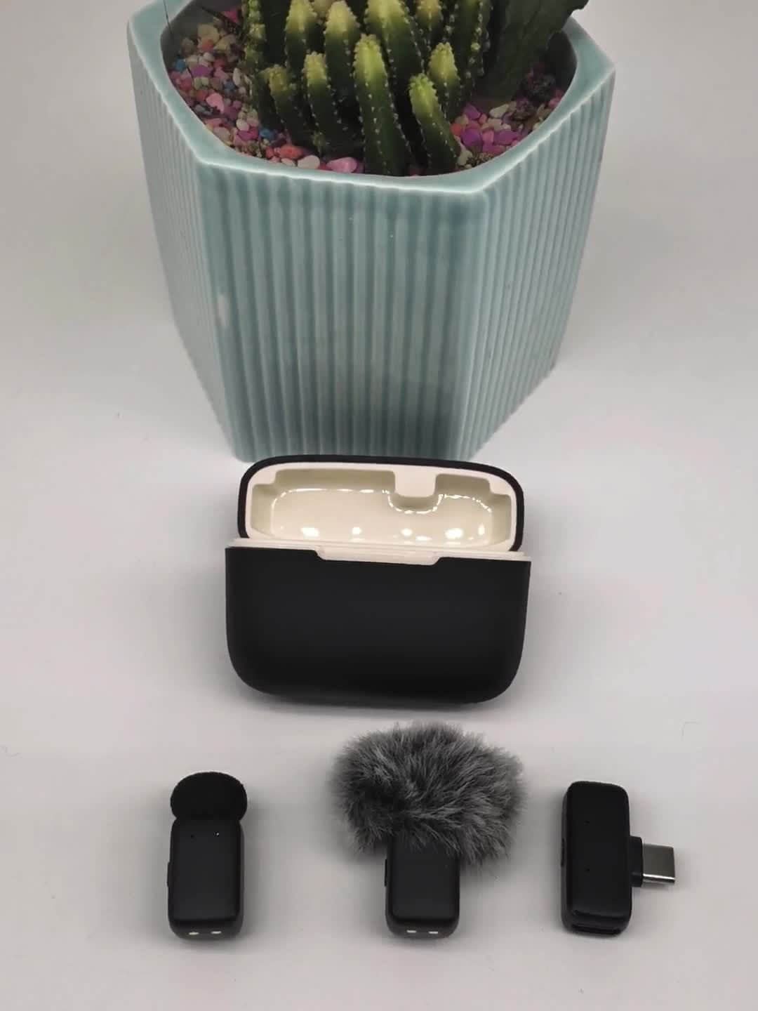 2 Wireless Lavalier Microphones with Charging Case - Clip-On, USB-C, 100°C High Sensitivity, 3.5mm Jack, Compact Design for Video Recording, Vlogging, Interviews, Streaming, Microphone for Phone, Vlogging Accessories, Modern