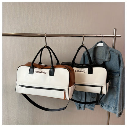 NOCUBAG Large Capacity Lightweight Travel Duffel Bag - Stylish Weekender with Shoulder Strap, Ginger/White & Brown Accents, Perfect for Gym, Short Trips & Carry-On, Short Trip Bag | Stylish Luggage | Bag, Travel Bag