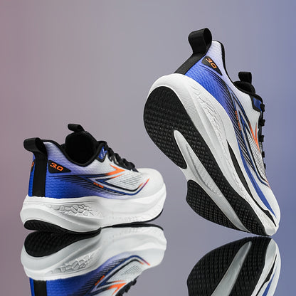 Unisex Classic Low-Top Sneakers - Breathable Fabric & EVA Cushioned Sole, Geometric Letter Print Design for Hiking, Running, Casual Streetwear - All-Season Comfort, Hiking Shoes, Outdoor Sports Footwear, Modern Sneakers, Dura